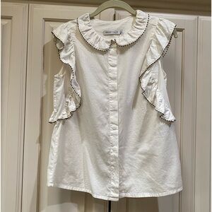 SEE by Chloe White Ruffled Blouse